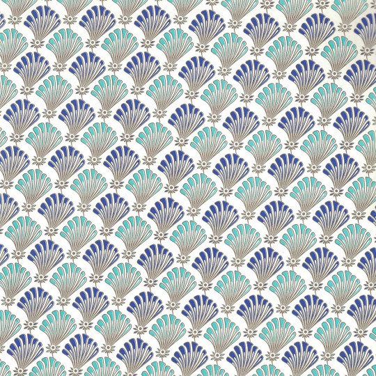 Blue and Aqua Florentine Shell Print Paper ~ Carta Fiorentina Italy